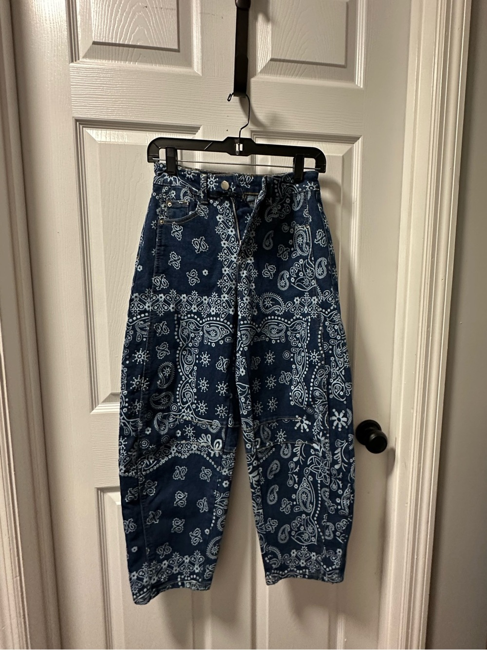 Blue Bandana Print Relaxed Pants